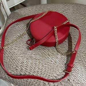 Bandolier Red Crossbody Bag with Gold Chain New